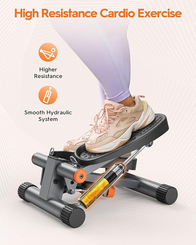 Niceday Mini Steppers for Exercise at Home, Stepper with Resistance Bands, Stepper with 300LBS Loading Capacity, Hydraulic Fitness Stepper with LCD Monitor Black