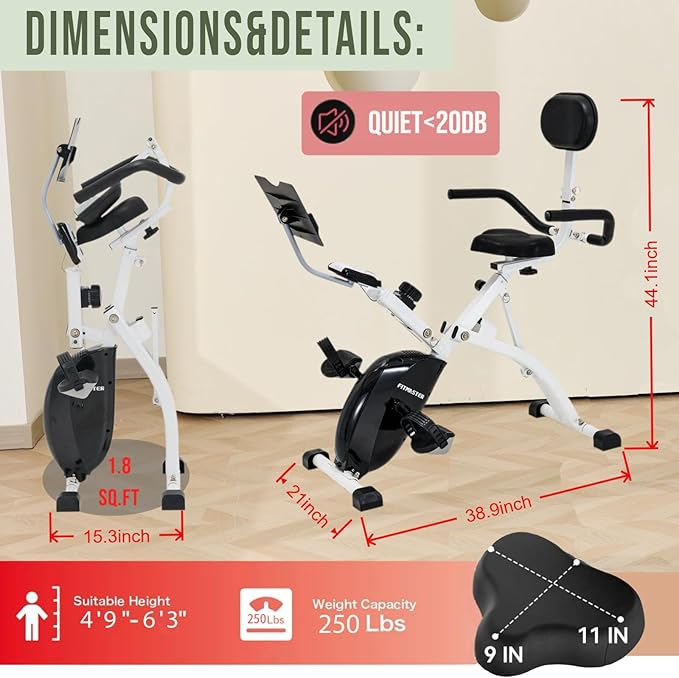 Foldable Recumbent Exercise Bike with High Backrest and Magnetic Resistance, Recumbent Exercise Bike for Home Workout，One Size-Multiple Styles Available