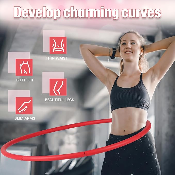 Exercise Fitness Hoop for Women 37 Inch Removable Adjustable Weighted Hoop Suitable for Adult Weight Loss and Home Fat Burning Exercise Workouts Gym