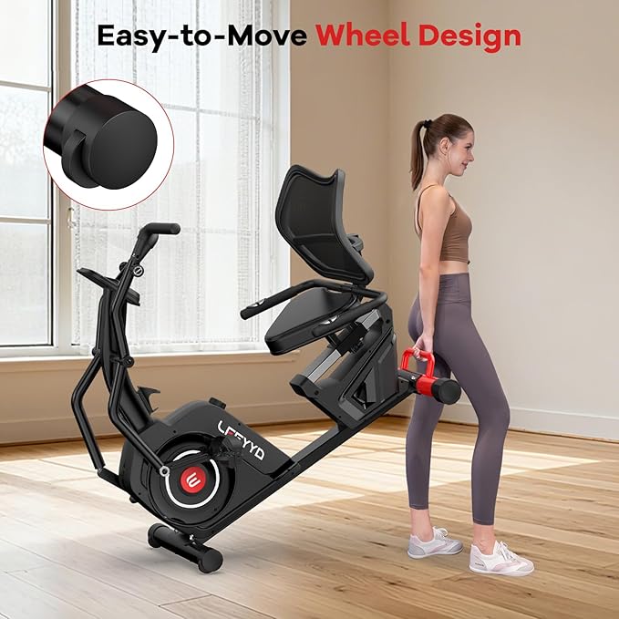 Recumbent Exercise Bike for Home, Stationary Bike with Arm Exerciser, 16-Level Magnetic Resistance, Bluetooth App, LCD Monitor, Heart Rate, Heavy-Duty Frame, Low-Impact Cardio & Physical Therapy, 450LBS Capacity