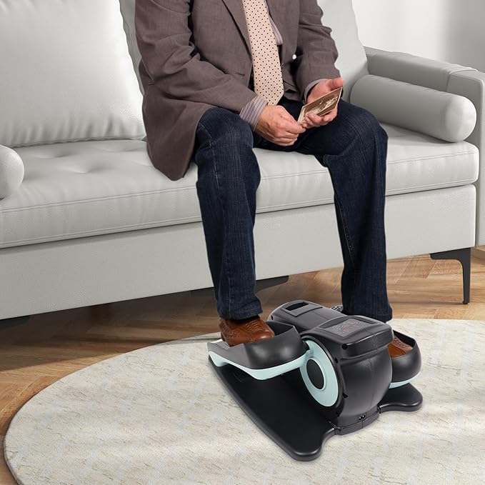 Electric Seated Pedal Exerciser, Portable Pedal Exerciser with Remote Control, Foot Pedal Exercise Machine, Forward & Reverse Direction for Home Office