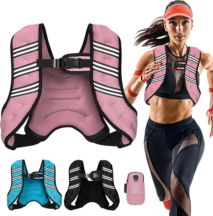 Weighted Vest for Women Men, 6lb/8lb/12lb/16lb/20lb/25lb/30lb Adjustable Weight Vest with Reflective Stripes for Workout, Strength Training, Running, Fitness, Muscle Building, Weight Loss, Rucking Vest With Phone Pouch