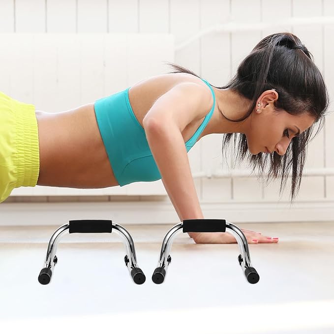 Toyvian Push up Bars Handles Steel 2pcs Pushup Stand for Upper Body Strength Training Home Workout Equipment for Men Women