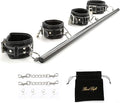 EXREIZST Expandable 3 in 1 Spreader Bar Set with Bag and 4 Premium Soft Pad Leather Straps with 2 Chains Adjustable Home Yoga Bar Kit, Black