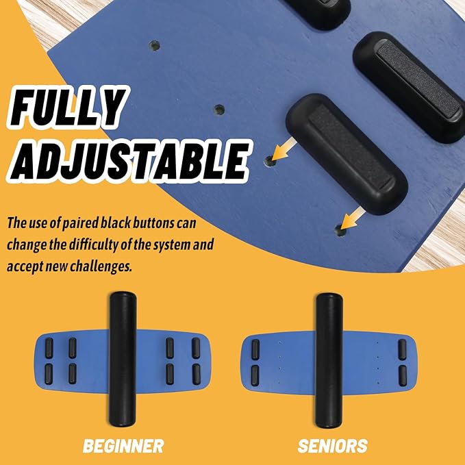Balance Borad Sports Trainer-with Adjustable Stopper- Stability Board for Physical Therapy,Yoga,Surfing Training-Max Load 350lbs with Aiti- Slip Surface
