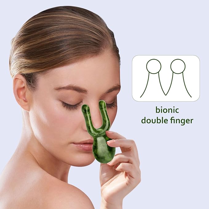 ideayard Jade Gua Sha Facial Tools, Jade Massage Tools for Face Nose Eye, Manual Therapy Tools, Handheld Meridians Acupressure Tool Birthday Gifts for Women Men