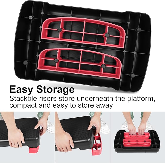 Exercise Workout Aerobic Step Platform Trainer, 18" Aerobic Stepper with 4"-6" Adjustable Height Risers