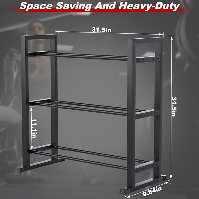 Dumbbell Rack, 2-Tier | 3-Tier Weight Rack for Home Gym, 300LB | 450LB Adjustable Dumbbell Rack Stand Only Weight Storage Rack Gym Organizer