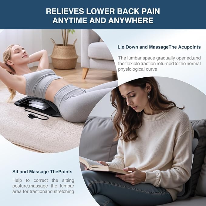 Docemel Back Stretcher for Lower Back Pain Relief,Adjustable Inversion Lumbar Traction Device,Lumbar Support Board for Spinal Decompression and Scoliosis,Sciatic Nerve Release Tool,Back Cracker Board