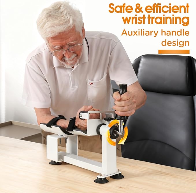 Wrist Joint Assisted Exerciser,Daily Recovery Training strengthening Power Device with Armrest Support, Adjustable Resistance, 4 Suction Cups