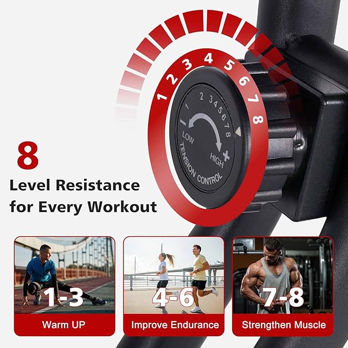 Foldable Exercise Bike, Black Steel Foldable Stationary Bike, Portable Exercise Bike with Magnetic Tension for Home
