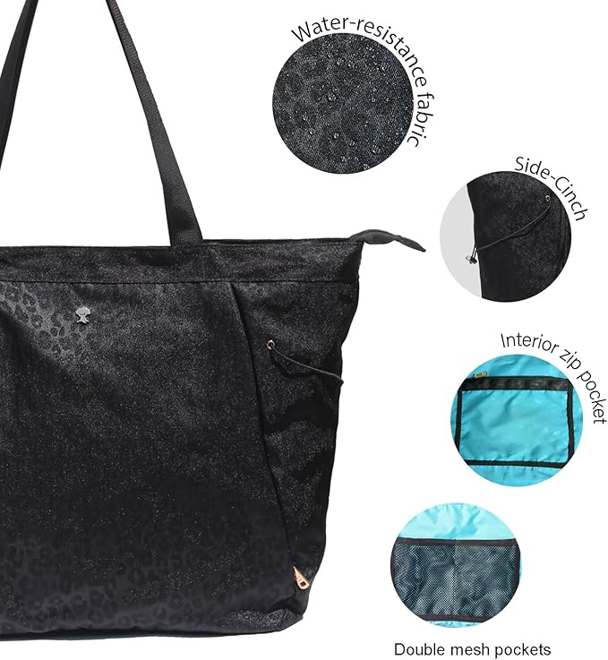 ESVAN Yoga Tote Bag for Women Shoulder Bags Drawstring for Office Workout Travel Carryall Pilates Gym and Beach