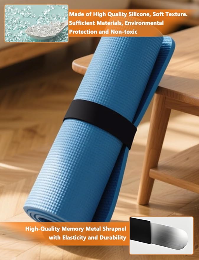 2 Pcs Yoga Mat Strap, Yoga Mat Scrunchie Slap Band for Carrying & Storage - Secure for Travel, Fits Most Standard Mats