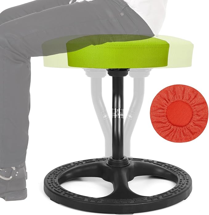 ADHD Chair for Kids, Yoga Chairs for Adults, Wobble Stool Active Flexible Seating Desk Chair with Non-Slip Base and Washable Seat Cover for Stability, Balance, Yoga, Office, School, Classroom