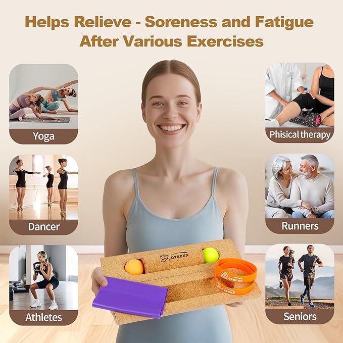 Extra Long Cork Balance Board - Longer Than Other Balance Plates, Foot Restoration & Balance Kit for Plantar Fasciitis Recovery - Professional Ankle Strength & Stability Trainer for Seniors & Standing Desk - Supports 440+ Lbs
