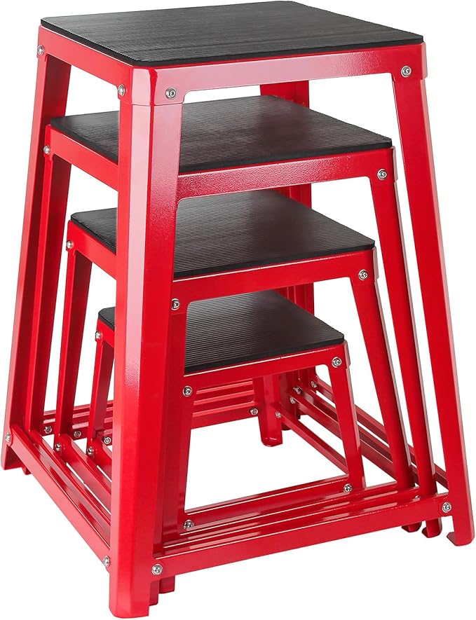 Metal Plyometric Jumping Box, 12/18/24 Inch Anti-Slip Workout Step Up Box for Home Gym