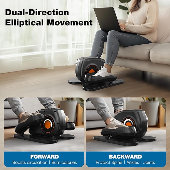 NEWBULIG Under Desk Elliptical Machine, Ellipse Leg Exerciser As Seen On TV with Remote Control, 12 Adjustable Speeds