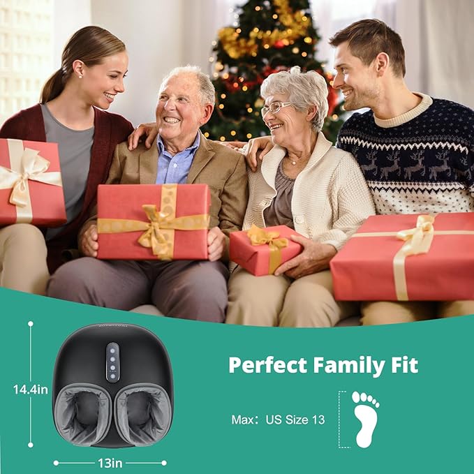 Medcursor Foot Massager with Heat - Shiatsu Feet Massage Machine Delivers Relief for Tired Muscles & Plantar, Deep Kneading Therapy, Multi-Level Settings for Home, Office Use, Size up to 13"
