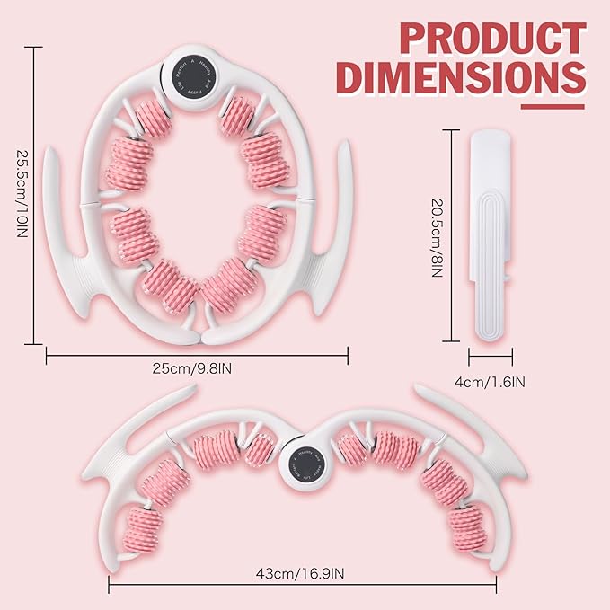 Cellulite Massage Tool Cellulite Roller for Legs/Thighs/Body, Lymphatic Drainage Massager Anti Cellulite Smooth & Firm Cellulite Remover Help Relax Muscles and Stimulate Circulation, Pink-White