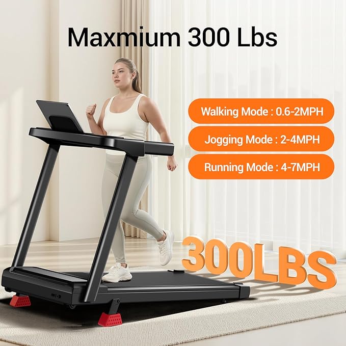16% Incline Treadmill with Handle, 3-in-1 Portable Treadmills for Home and Office, Foldable Treadmills with 300 Lbs Weight Capacity, 3.0HP Quiet Walking Pad Treadmill, Three Screen