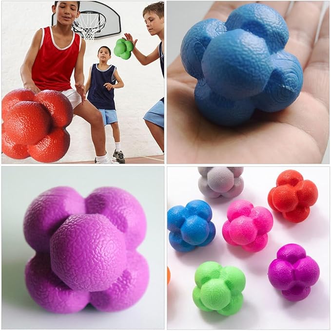 BESPORTBLE 3Pcs Agile Training Ball High Elasticity Hexagonal Reaction Balls for Indoor Fitness Hand Eye Coordination and Speed Training Design