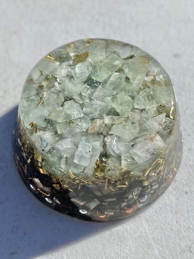 Calcite Green Orgone Generator Energy Accumulator 528Hz/7.83Hz/Advance Harmonics Many Beautiful Ingredients and Colors!! (Calcite Green)