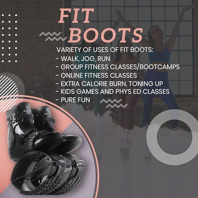 FIT BOOTS for Women Exercise - Premium Moon Shoes for Jumping, Kangaroo Shoes for Training, Cardio & Fun, Joint-Friendly, Rebounder Jumps Boots for Adults & Kids, Bouncy Workout (Women-Black)