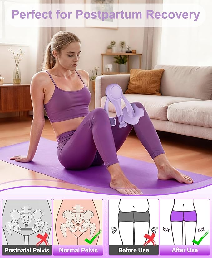 Pelvic Floor Exercise Devices Kegel Exerciser Muscle Trainer 15-70lbs Adjustable for Women/Men, Inner Thigh Exerciser Hip Abductor Machine with Resistance Band, Leg Workout