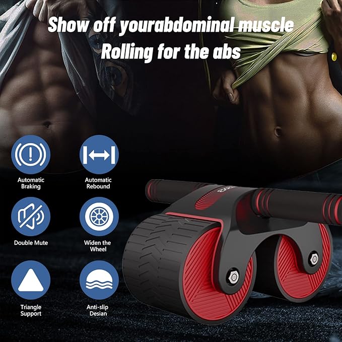 AB Roller, Automatisches Rebound-Bauchrad, Bauchroller Pedal Puller, Bauchroller Muskel Trainer, Automatic Rebound Abdominal Wheel for Home Gym Strength Training