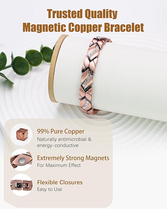Copper Bracelets & Rings for Women, Copper Magnetic Bracelet for Women