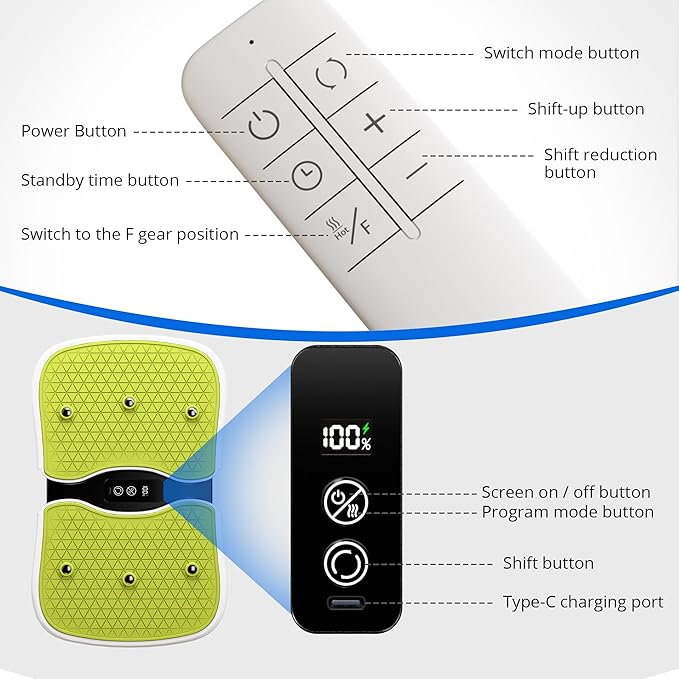 Mini Vibration Plate Machine, Leg Waist Workout Vibrating Plate Portable Quiet Percussion Massager for Legs, Waist, Back, Neck Vibration Massager,Buttocks Muscle Stiffness Relief