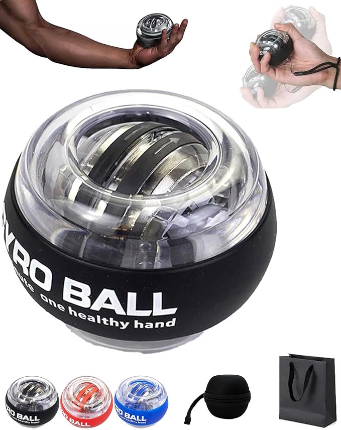 Wrist Ball Exerciser, Torque Ball Hand Exerciser, Gyro Ball Wrist Exerciser, Auto-Start Gyroscopic Forearmexerciser with LED Lights,Wrist Trainer for Stronger Arm Fingers Wristbones and Muscle
