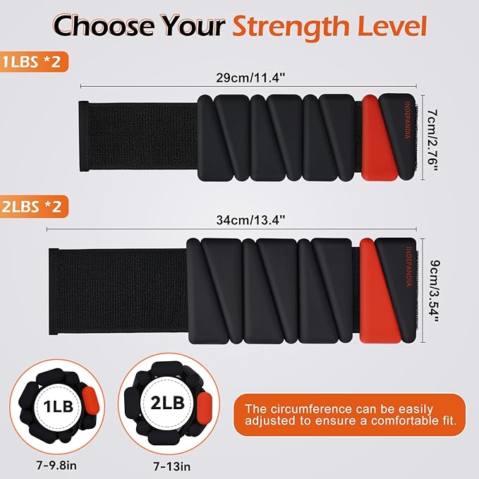 Wrist Ankle Weights for Women & Men, 2lbs/4lbs Adjustable Weighted Bangles to Boost Calorie Burn & Strength, Arm & Leg Weights for Pilates, Yoga, Walking, Barre, Gym & Home Workout