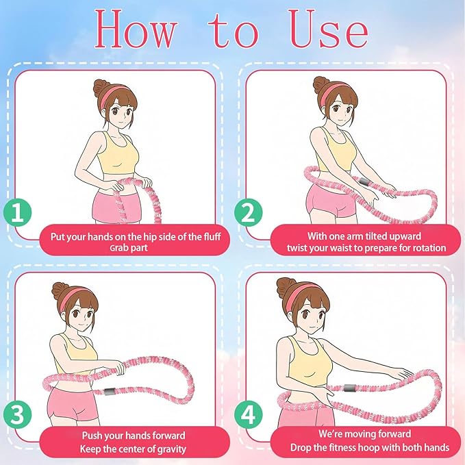 3.4/4.1/5 LBS Soft Spring Weighted Hoop for Adults, Quiet & Pinch-Proof Design, Portable Fitness Infinity Hoop with Body Tape Measure, Exercise Hoop for Core Workout