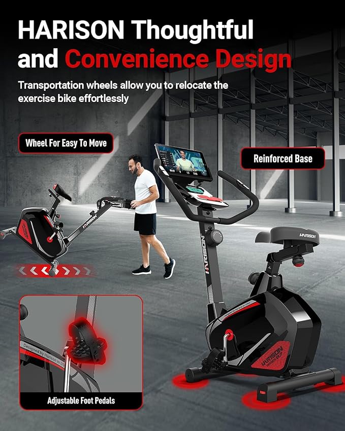 HARISON Exercise Bike for Home - 350lbs Magnetic Resistance Indoor Cycling Bike, Stationary Bikes with 2 in 1 LCD Monitor and Tablet Holder, Smooth & Quiet for Cardio Workout