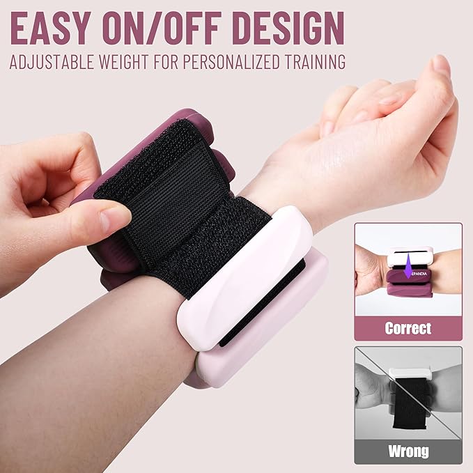 Wrist & Ankle Weights for Women and Men, 2lbs/4lbs Pairs Adjustable Silicone Weighted Bangles for Arm & Leg Workouts, Perfect for Pilates, Barre, Yoga, Walking & Home Fitness 24055