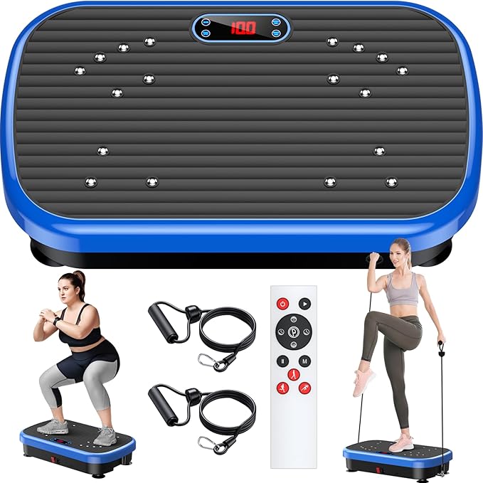 Vibration Plate Exercise Machine Weight Loss, Whole Body Vibration Plate for Lymphatic Drainage, 180 Adjustable Speeds Vibrating Plate Fitness Platform for Women Men