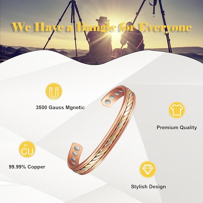 Copper Bracelet for Women, Pure Copper Suit Adjustable Braid Magnetic Bracelet Ring, Fashion Jewelry Present (CPB-R1009 0208)