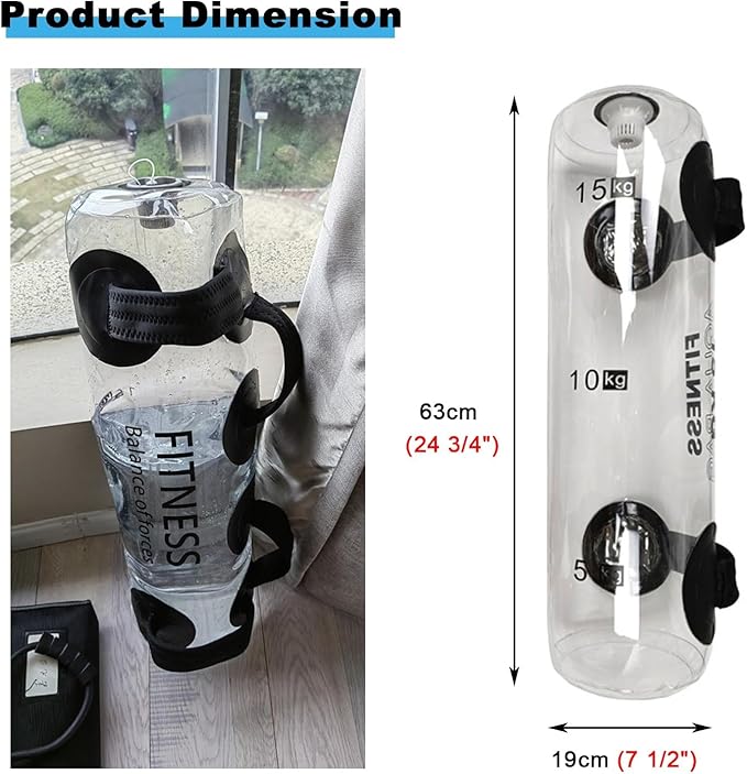 Portable Workout Water Bag Folding, Home Gym Weight Dumbbells Training Equipment, Clear Yoga Sandbag Tool with Pump, 10-35 Kg Sport Weights Bag (Color : 15kg)
