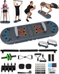 Hikeen Home Workout Equipment to Help Achieve Fitness Goals, 27-in-1 Portable Gym Exercise Equipment with Compact Push-Up Board, Resistance Bands, Ab Roller Wheel, and Pilates Bar, Master Your Workout