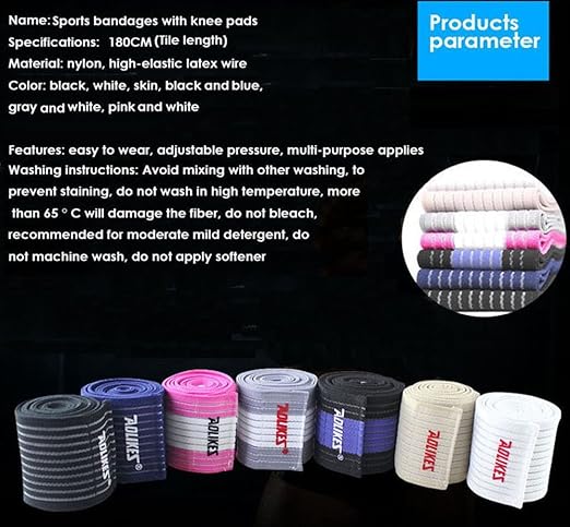 Runworld (1 Pair Elastic Breathable Knee Brace Compression Bandage Wraps Pain Relief Straps Support Wraps Sleeve for Men Women Cross Training WODs,Gym Workout,Fitness & Powerlifting (Rose/White)