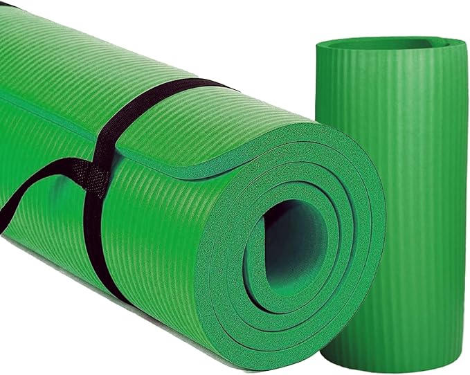 BalanceFrom 71x24 Inches Yoga Mat with Knee Pad and Optional Blocks – Extra 1-Inch Thick Non-Slip Foam with Anti-Tear Surface and Carrying Strap for Home, Studio, or Gym Workouts
