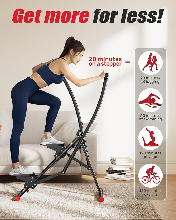 AL01 Stair Stepper, Foldable Steppers for Exercise at Home, Full-Body Cardio Workout Climber with Adjustable Pedals, Extended Step Range, 270LB Loading Capacity