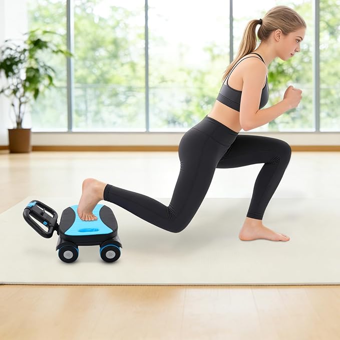 AB Roller Wheel, Four-Wheel Abdominal Roller with Elbow Support, 17.1x16.1in Abdominal Core Training 4 Wheel Roller Equipment, Foldable Dual Handles, Built-In Phone Holder