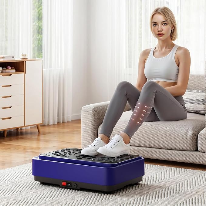 Whole Body Vibration Shake Plate Exercise Machine, 10 Modes Power Plate Vibration Platform with Resistance Bands for Full Body Workout, 500lbs Capacity