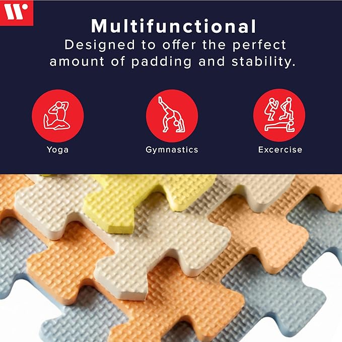 We Sell Mats 3/8" Thick Multipurpose EVA Foam Exercise Floor Mat, Interlocking Tiles, Anti-Fatigue for Home or Gym