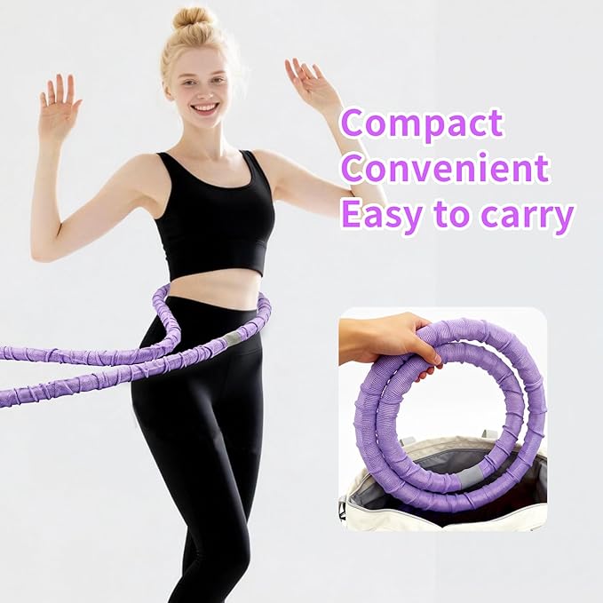 2 LB Soft Weighted Hula Hoop for Adults - Foldable No Pinching Design, Skin-Friendly PP Webbing | Ideal for Postpartum Toning & Home/Travel | Fits Users Under 130 LBS