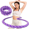 3.3 lbs Spring Soft Hula Hoop for Adults, Foldable Weighted Fitness Hoop with Video Tutorial, Soft Material Protects Lower Back, Home & Travel Workout