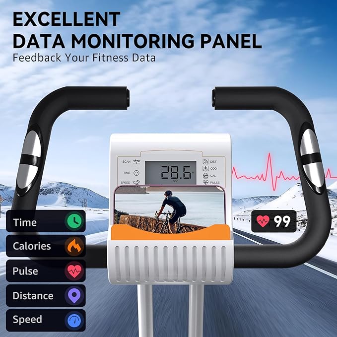 Foldable Exercise Bike for Small Apartments, Stationary Bikes for Home, Indoor Portable Cycling Bike with 16-Level Magnetic Resistance, 260LBS Capacity, 5.5 LBS Flywheel, for Small Space Workout 816