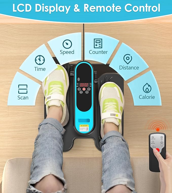 2025 New Under Desk Elliptical Machine,Portable Seated Pedal Exercise Machine for Seniors, 12 Adjustable Speed Elipse Leg Exerciser with Remote Control,Quiet Foot Exercise Machine for Home Office